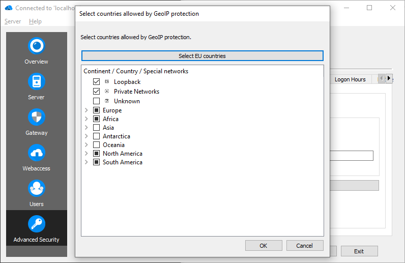 RD Advanced Security GeoIP Protection - Country selection