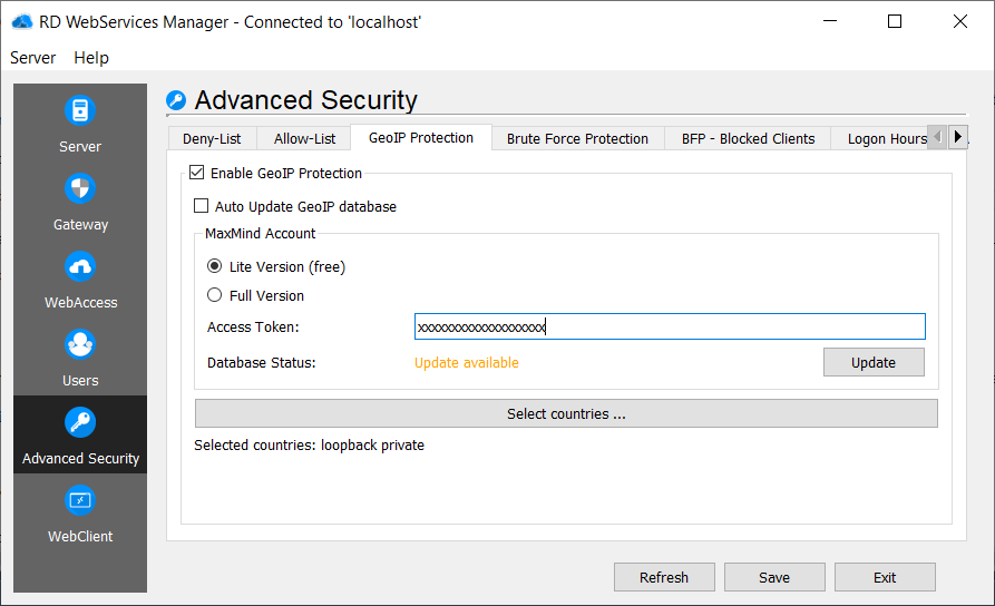 RD Advanced Security GeoIP Protection - Manual db update