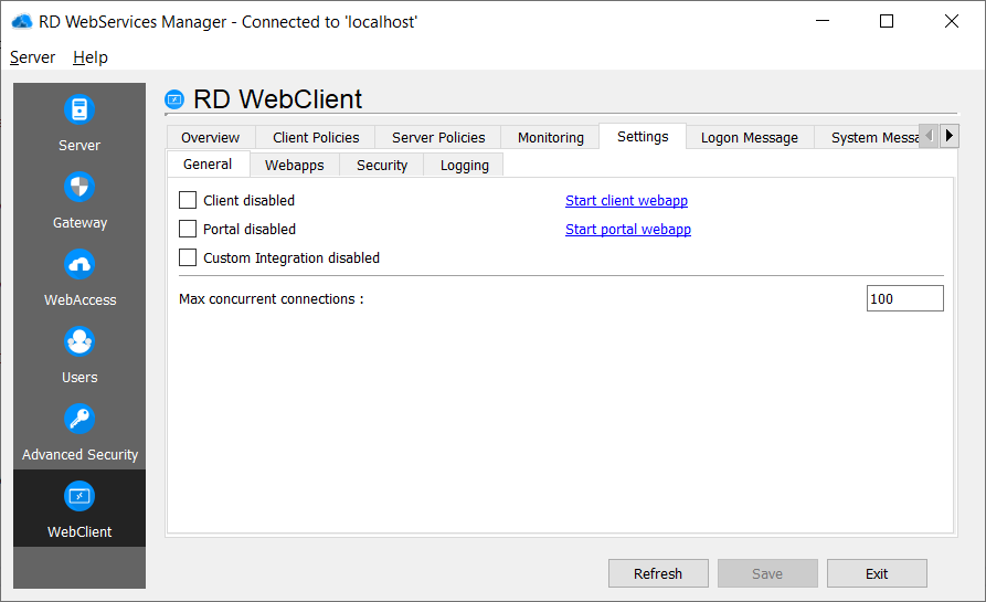 RD WebClient General settings