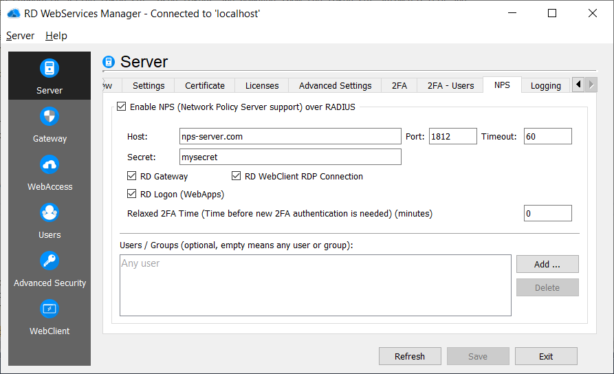 Network Policy Server configuration