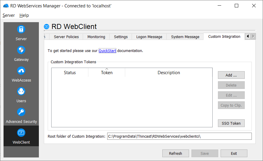 RD WebClient Custom Integration