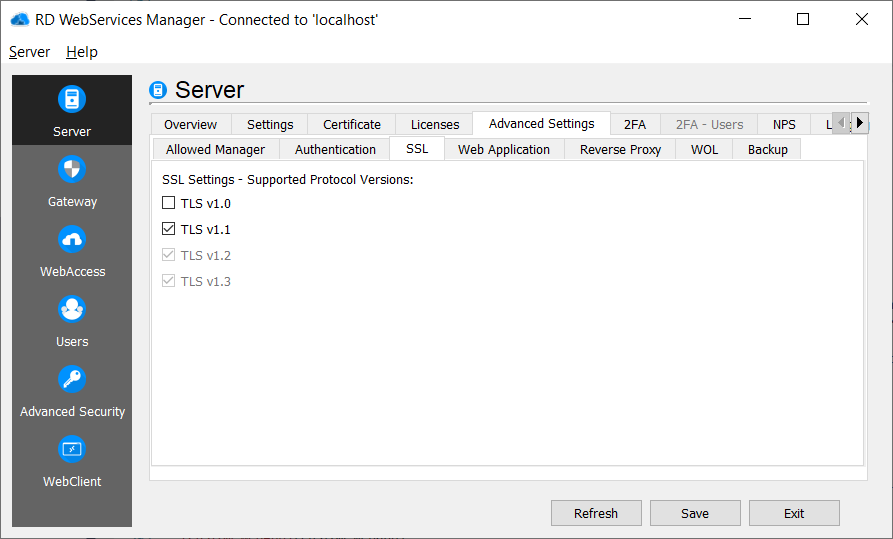 SSL settings