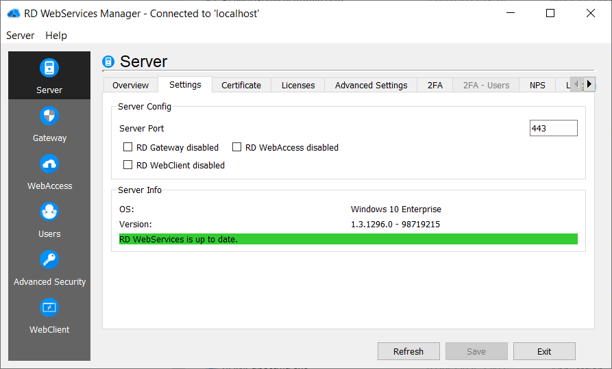 Server pane