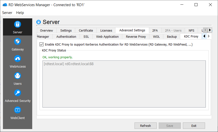 KDC Proxy settings
