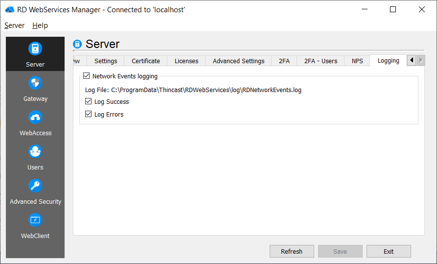 Network Events logging