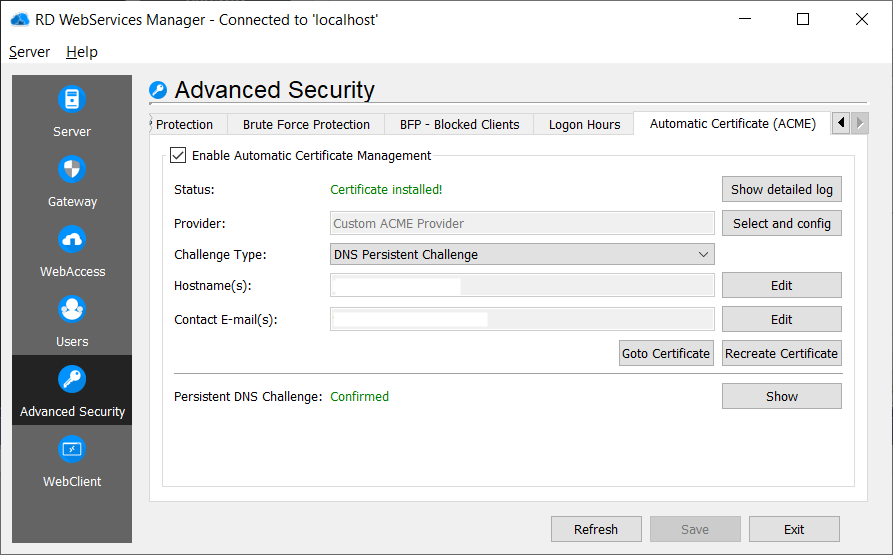 RD Advanced Security ACME Persistent DNS Challenge